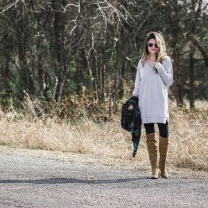 Heather Grey Long Sleeve Dress with Pockets